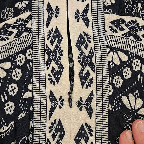 Sea New York Bandana Border Print Midi Dress Womens Size 6 Navy Cream Boho Chic - Picture 7 of 14